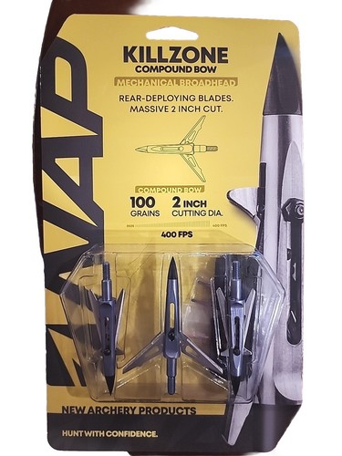 KILLZONE MECHANICAL BROADHEAD BLADE COMPOUND BOW 100 Grain 2 Inch