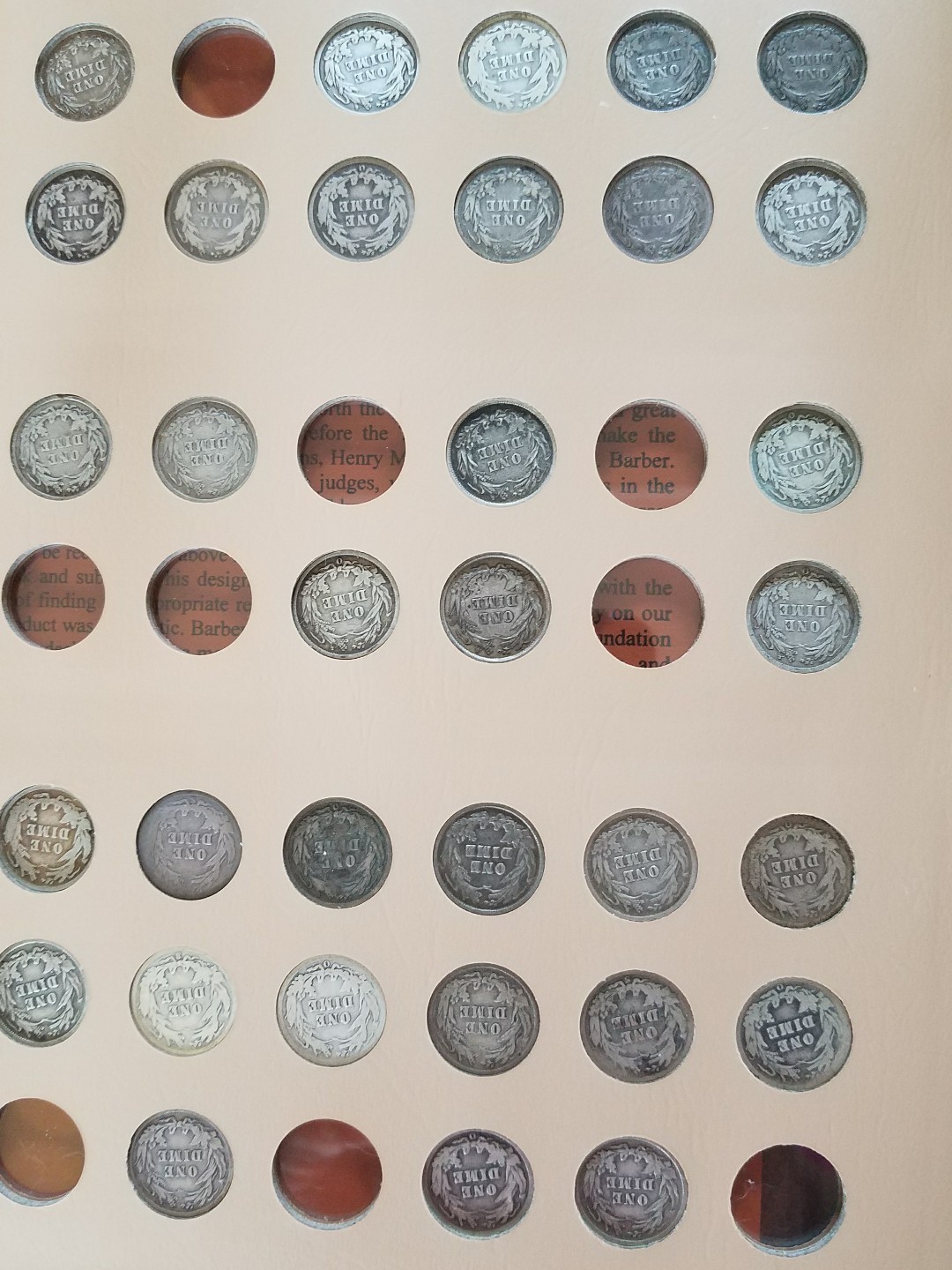 Barber Dime Collection (64/74 Dimes)