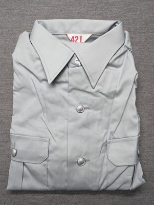 Vintage NWOT Original East Germany Policeman Blue Gray Button Up Shirt Size 42L