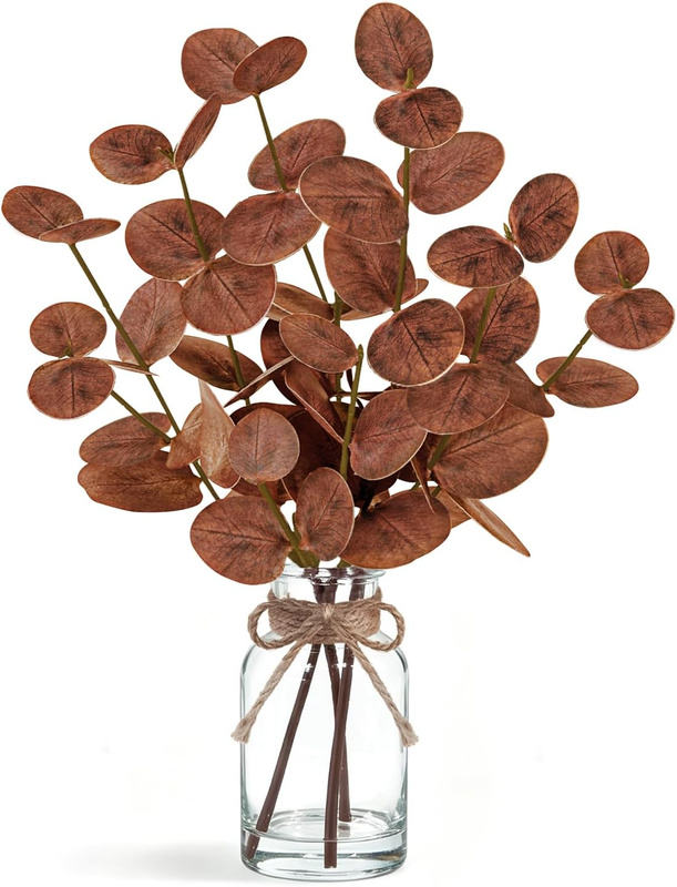 40Cm Herbst Künstliche Eukalyptus Stängel in Glasvase Mit Faux Wasser Fall Zweig