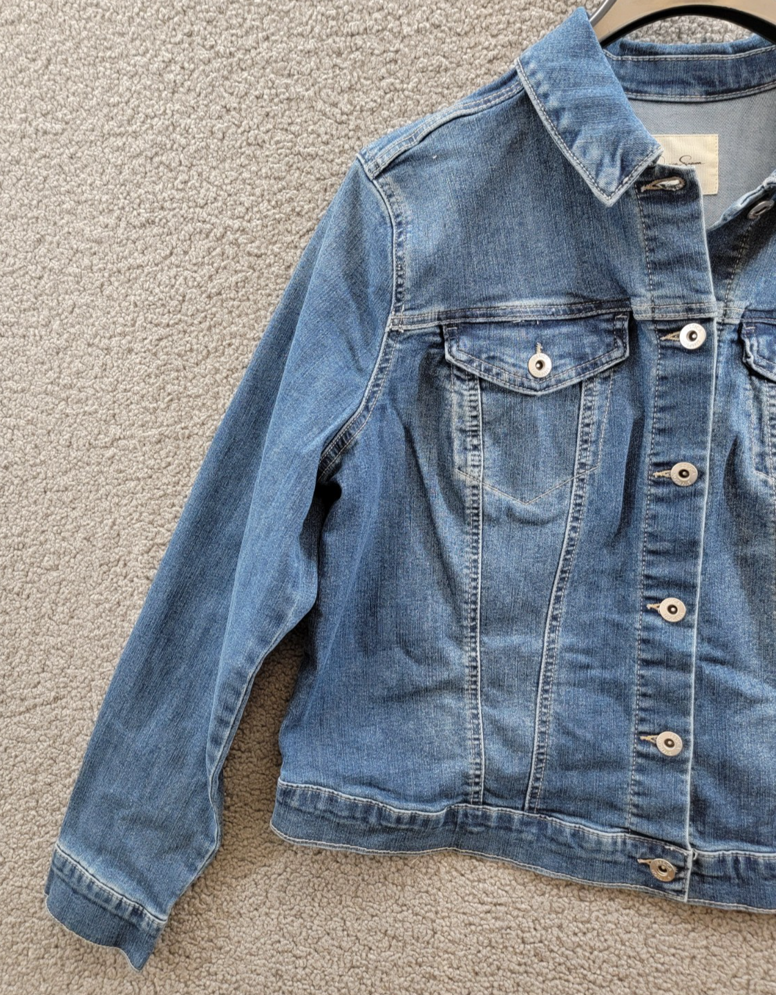 Jessica Simpson Trendy Plus Pixie Long Sleeve Denim Jacket Women's 1X Mercer - Picture 5 of 18