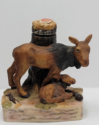 Vintage 1979 Cyrus Noble Original Haas Brothers Mother Baby Moose Decanter EMPTY