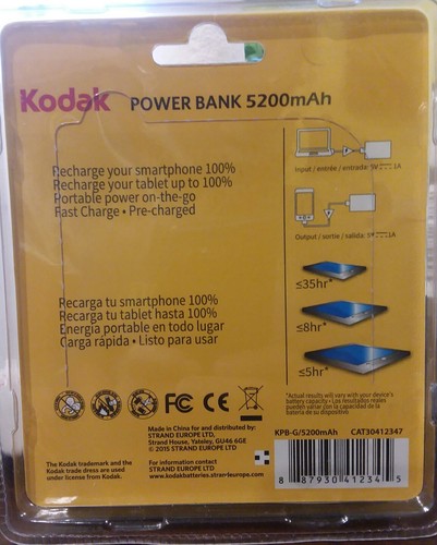 Kodak Power Bank 5200mAh Portable USB Battery Pack Charger *Read Details*