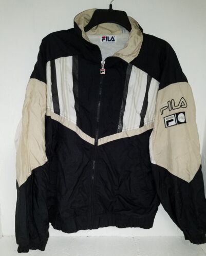 1990's VTG FILA Windbreaker JACKET Zipper VINTAGE Black WHITE & Khaki #17 | eBay 1990's VTG FILA Windbreaker JACKET Zipper VINTAGE Black WHITE & Khaki #17 | eBay