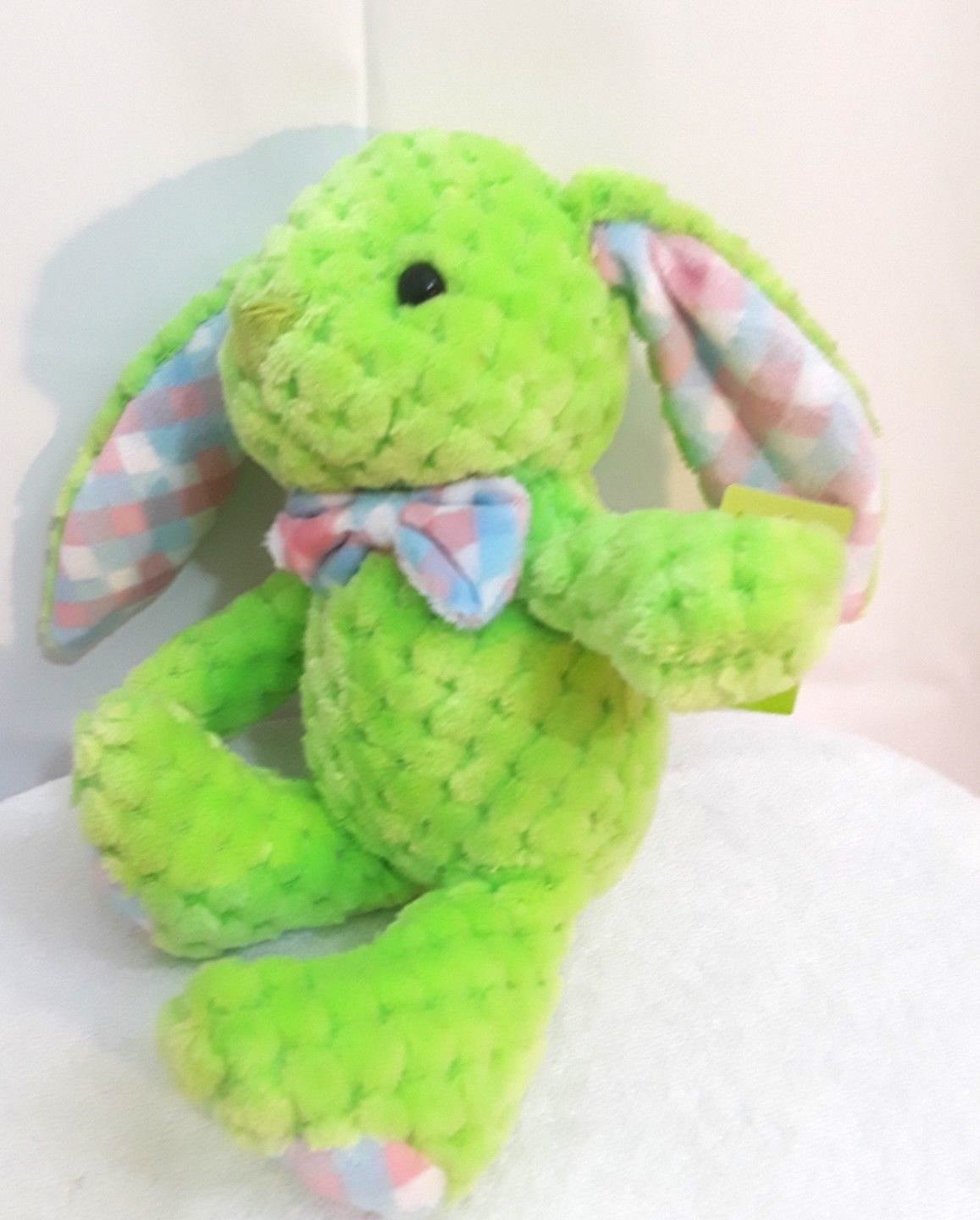 happy go fluffy Plush Green Bunny Rabbit  9