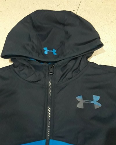 NWT UNDER ARMOUR BOYS RIVAL FLEECE ZIP UP HOODED JACKET BLUE