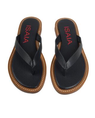 Pre-owned Isaia $900 Navy Blue Pebbled Leather Thong Sandals Flip Flops (43 Eu) 9 Us