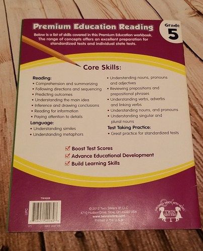 5th Grade Reading Workbook Tutor Teacher Homeschool Tutoring Literacy