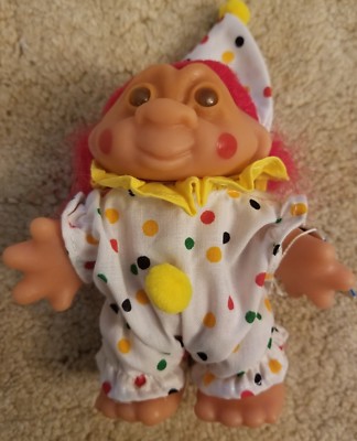 Vintage Dam Adopt A Norfin Troll 5 Inch Clown-1986- Red Hair- Closed Smile