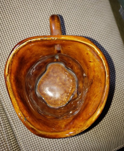 Rockingham Ceramic Cup Large Toby Mug Pirate Captain Honey Brown Glaze 5X5