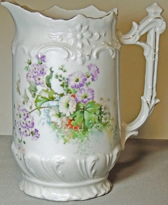 KPM BERLIN FINE PORCELAIN CARAFE / PITCHER, EMBOSSED ORNATE DECO ca.1920 Germany