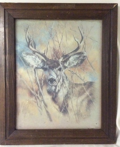 Hunters Vintage Home Decor K Maroon 1978 Silent Buck Deer Photo With Wood Frame