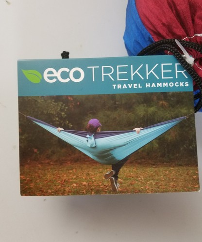 All-In-One Ecco Trekker Nylon Fabric Travel Camping Hammock & Carabiners Blue