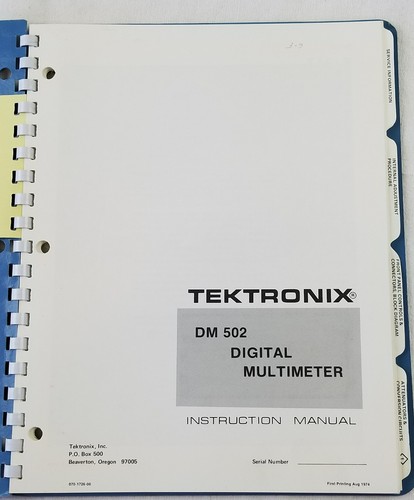 vintage TEKTRONIX instruction manual type DM 502 digital multimeter