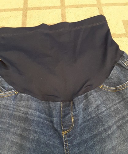 LIZ LANGE MATERNITY SHORTS BLUE DENIM JEAN CASUAL FULL BELLY PANEL SZ S 4-6 EUC