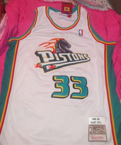XL Grant Hill #33 Detroit Pistons White NBA Jersey Brand New