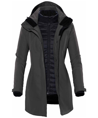 Pre-owned Stormtech Women's Avalanche System Jacket Ssj-2w-fullsleeves Waterproof Fleece In Charcoal Twill