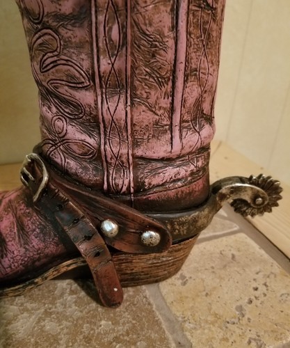 Western Pink/Brown 14 in Boot vase/planter