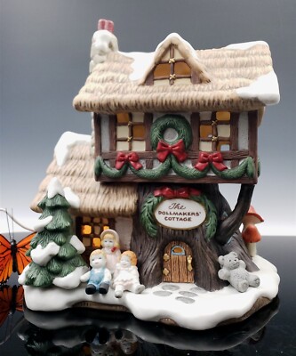 FITZ & FLOYD Holiday Hamlet DOLLMAKERS COTTAGE Enchanted Forrest, 1993 Boxed