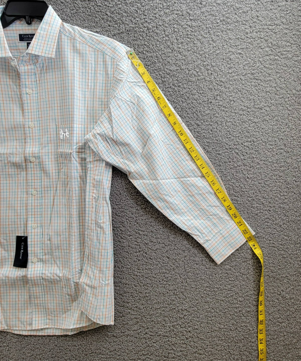 Club Room Regular Fit Performance Dress Shirt Men's 16.5 32-33 Orange/Aqua L/S - Picture 9 of 18