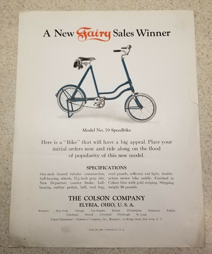 【OHIO】BICYCLE2008 election edition ANTIQUE ADVERTISING FLYER NEW FAIRY SPEEDBIKE COLSON COMPANY