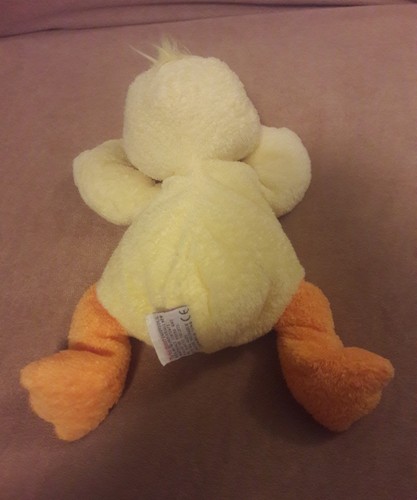 TY Pluffies yellow orange DUCKY DUCK Laying Down Plush stuffed animal 10