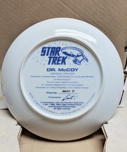 Star Trek Plate Leonard McCoy Bones Star Date 8402.15 No. 5260