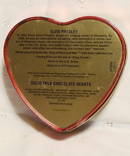 Elvis Presley Young Elvis Russel Stover 1998 Valentine in Collectible Heart Tin