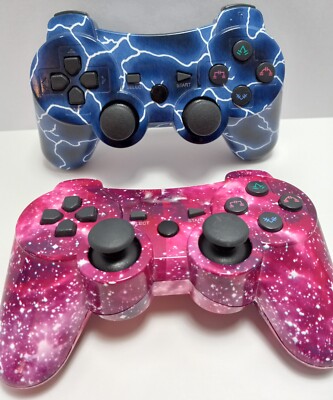 Generic PS3 Controllers - Set Of 2 - Blue + Pink