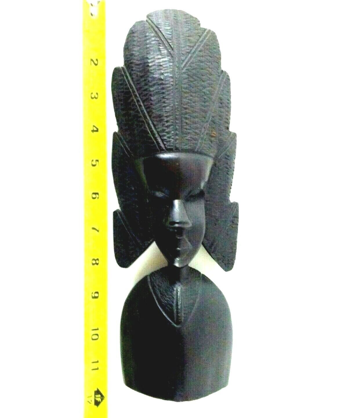 Hand Carved 11 inch African Figure Black Ebony Wood Warrior He...
