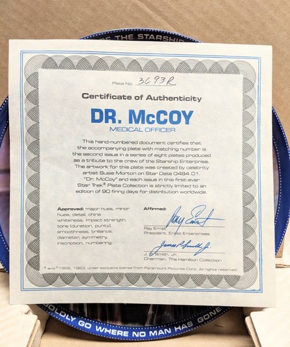 Star Trek Plate Leonard McCoy Bones Star Date 8402.15 No. 5260