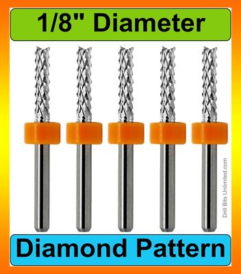 1/8'' Router Bit Carbide Diamond Pattern Flutes 5 PCS Composite Carbon Fiber R145