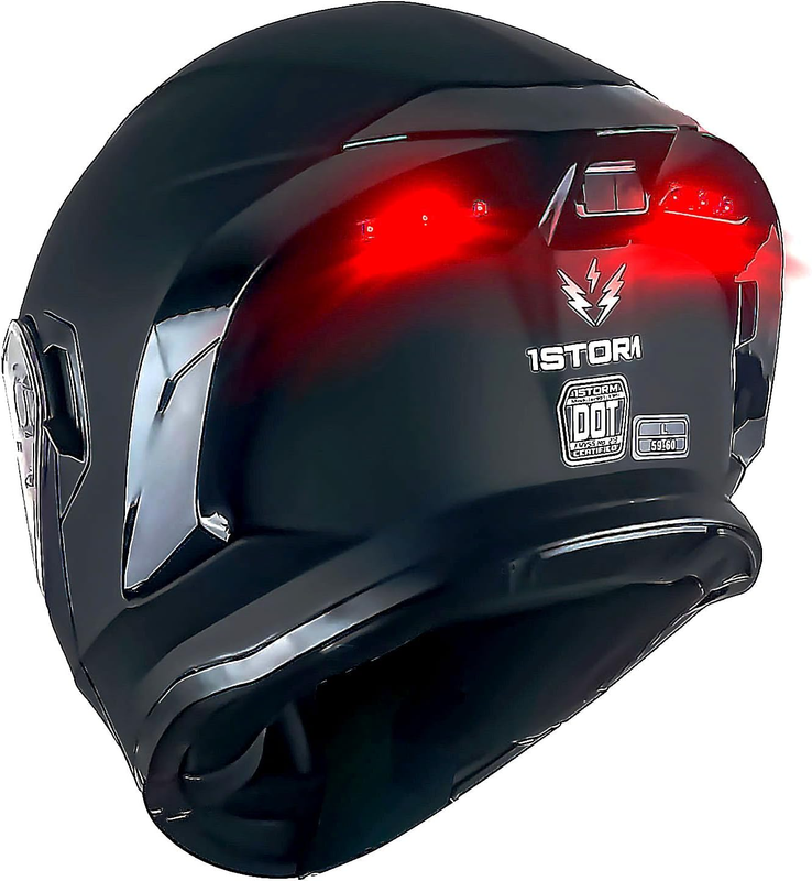 Casco Moto Modular Integral Doble Visor Luz Trasera Led Recargable Negro Mate