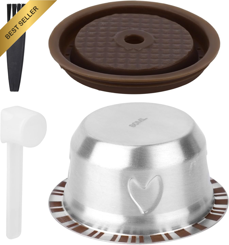 Reusable Coffee Pods Kit for Nespresso Vertuo Machine, Stainless Steel 80Ml Refi