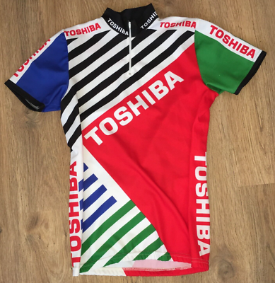 Toshiba vintage mens cycling jersey size M L eBay
