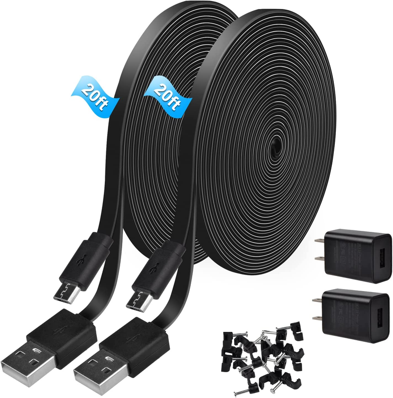 2 Pack 20 FT Power Extension Cable with Power Adapter Compat