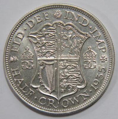 GREAT BRITAIN 1/2 CROWN KING GEORGE V 1935 SILVER WORLD COIN    