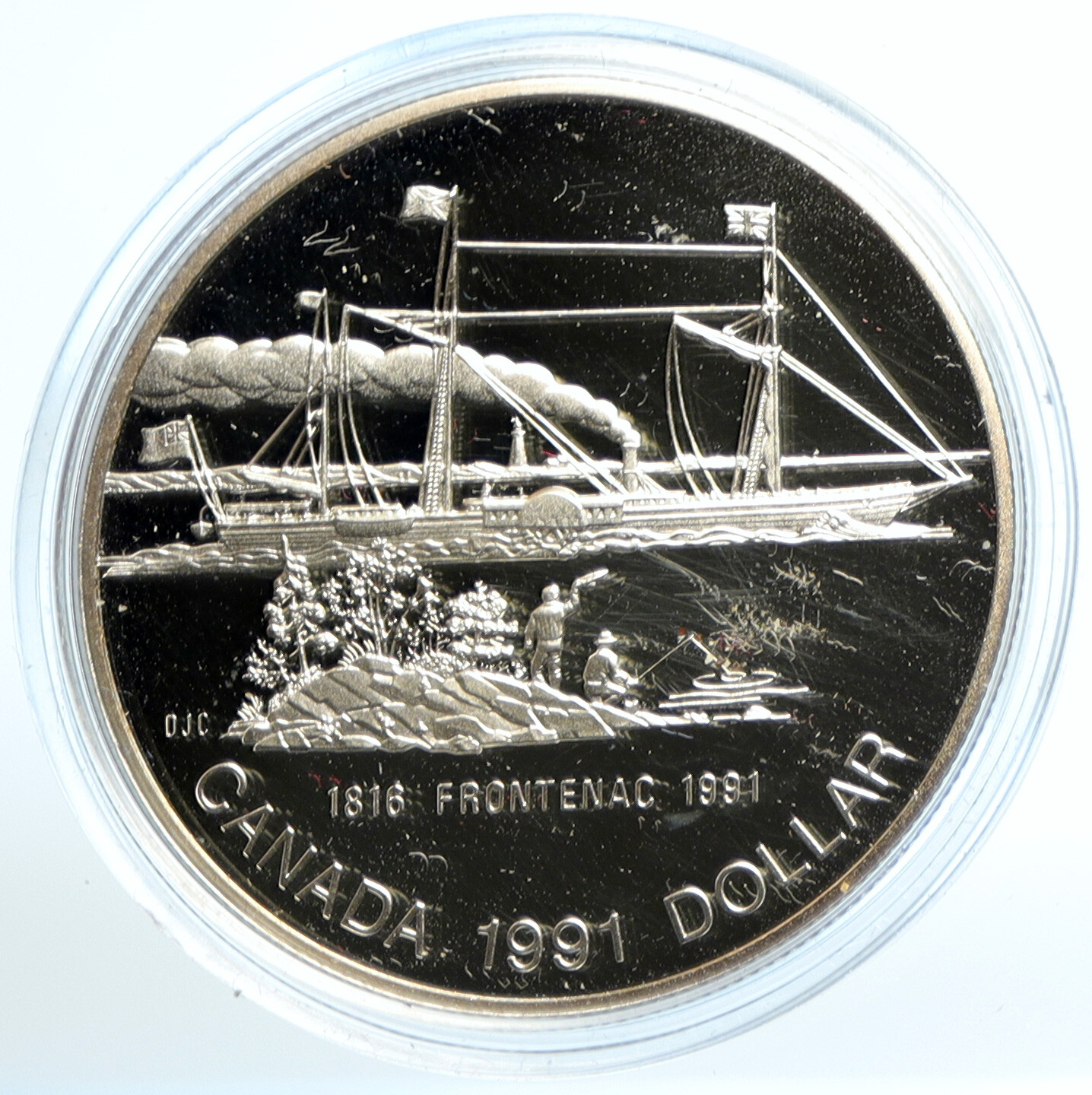 1991 CANADA Elizabeth II STEAM SHIP FRONTENAC 1816 Proof Silver $1