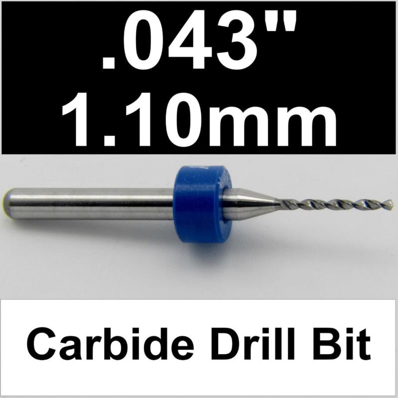 .043" 1.10mm #57 Carbide Drill Bits - 1/8" Shaft cnc pcb model hobby ONE Pc  R/S