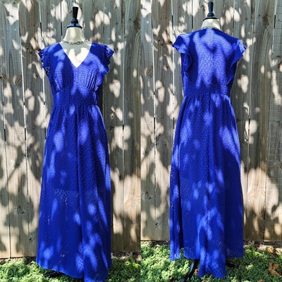 DKNY Womens Blue Maxi Flutter Sleeve Maxi Dress 10 