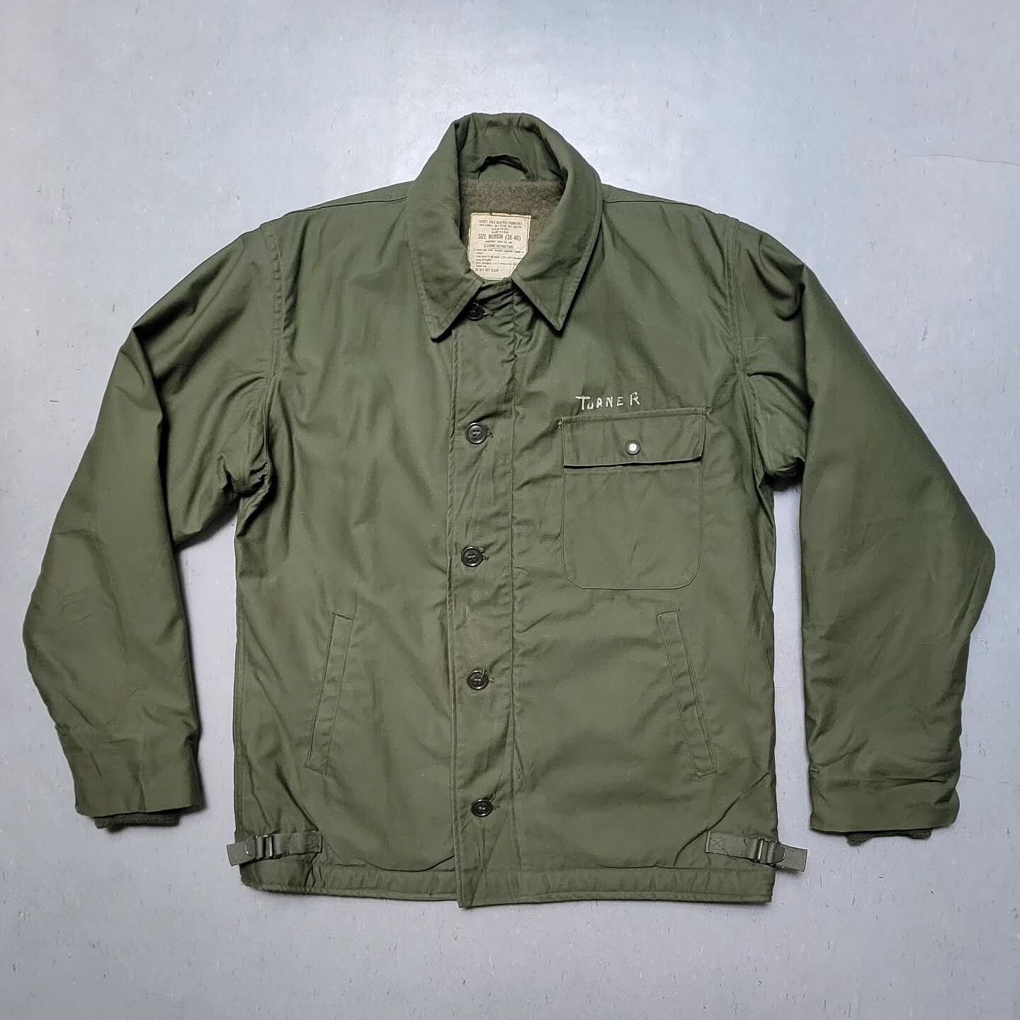 Vtg USN A-2 Deck Jacket w Stencil US NAVY Cold Weather Field