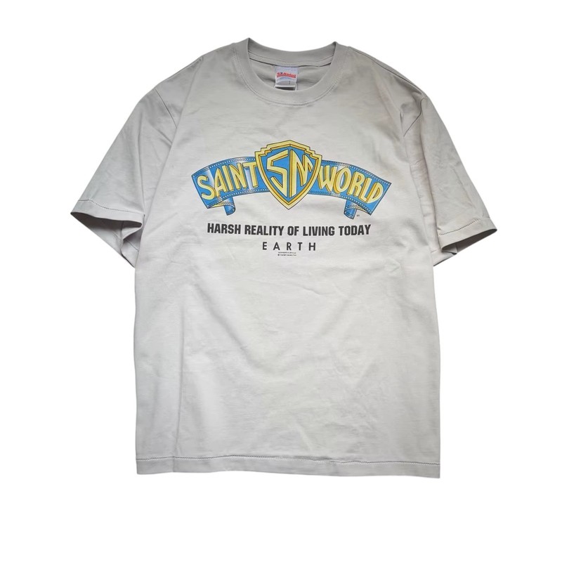SAINT Mxxxxxx Saint World Short Sleeves T-Shirt White Cotton Round Neck Mens Tee