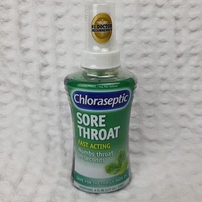 Chloraseptic Sore Throat Spray Fast Relief Sugar Free Cool Menthol Flavor 6 oz
