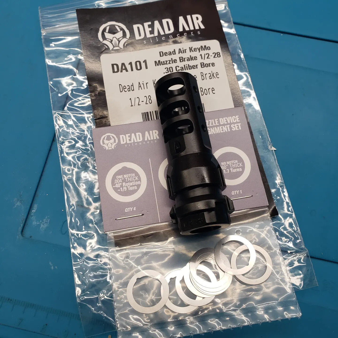 DEAD AIR DA101 MUZZLE BRAKE - 1/2 x 28 KEYMOUNT SHIMS