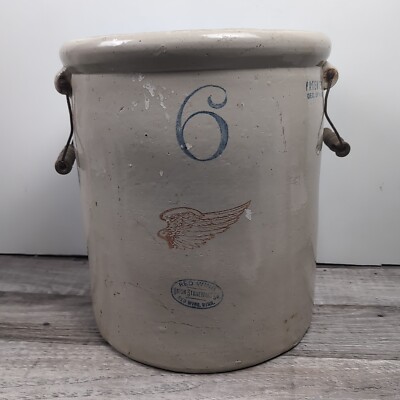 Red Wing 6 Gallon Stoneware Pottery Crock Minnesota Patented 1915