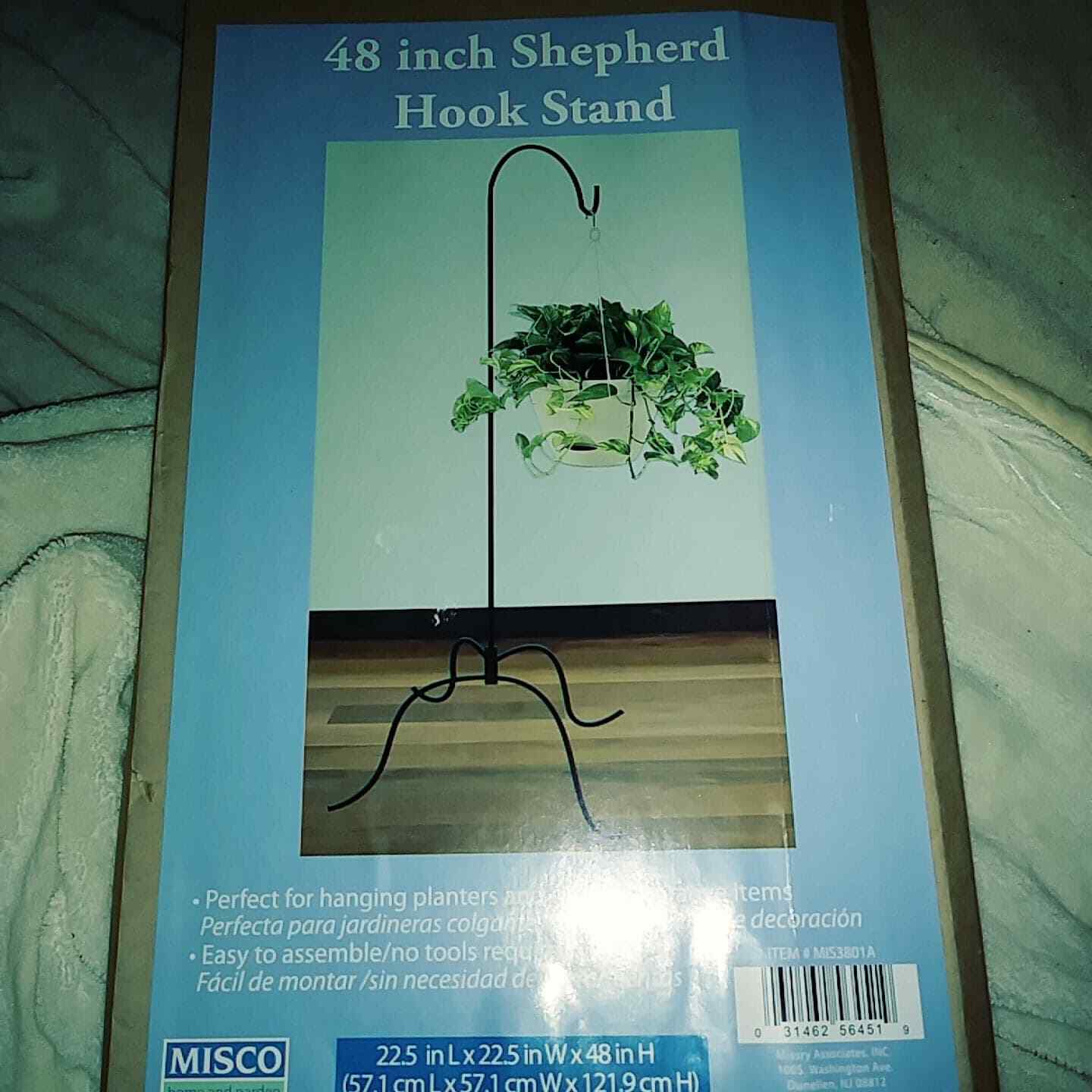 Shepherd Hook Stand Indoor Only 48in Black Iron Wire hanging planters