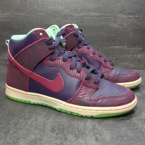 Nike Dunk High 543242-500 Womens Sz 7.5 Purple Panda Zebra