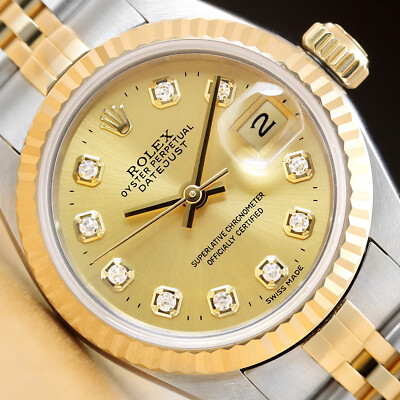 ROLEX DATEJUST 69173 2コマ Rolex Datejust 69173 Ladies Two-Tone White Mop Diamond Dial