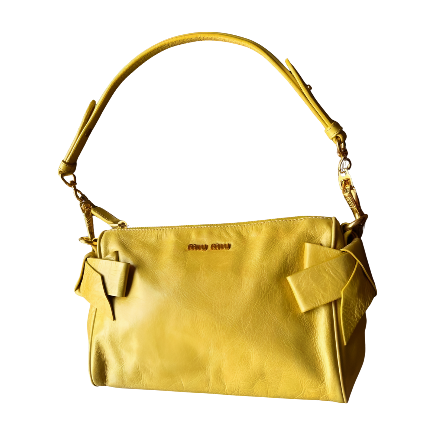 バッグ miu miu side ribbon leather hand bag Miu Miu side ribbon handbag/shoulder bag Leather Brown Made