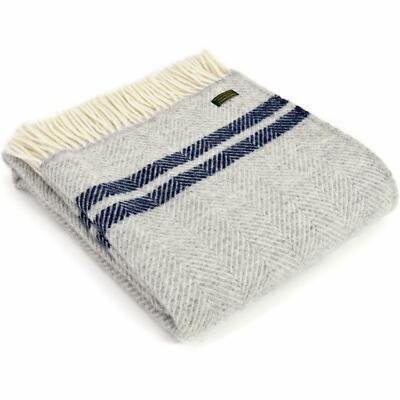 TWEEDMILL TEXTILES 100% Wool Throw Blanket FISHBONE SILVER